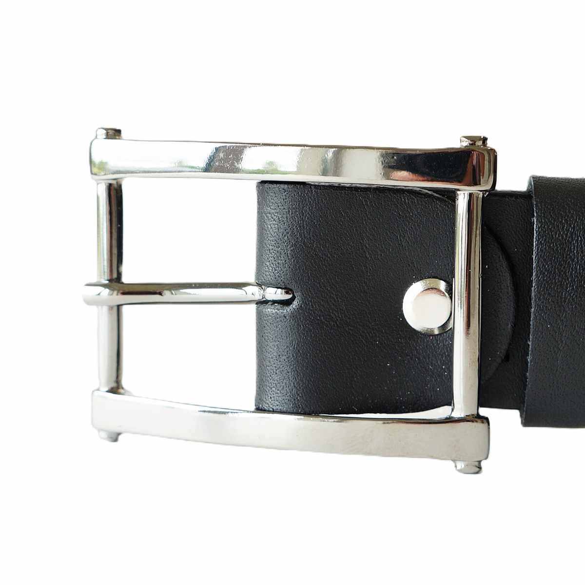 Stilingas juodas odinis moteriškas diržas su išskirtine stačiakampe sagtimi 3,5cm - Vilnius Fashion Belts - sagtis