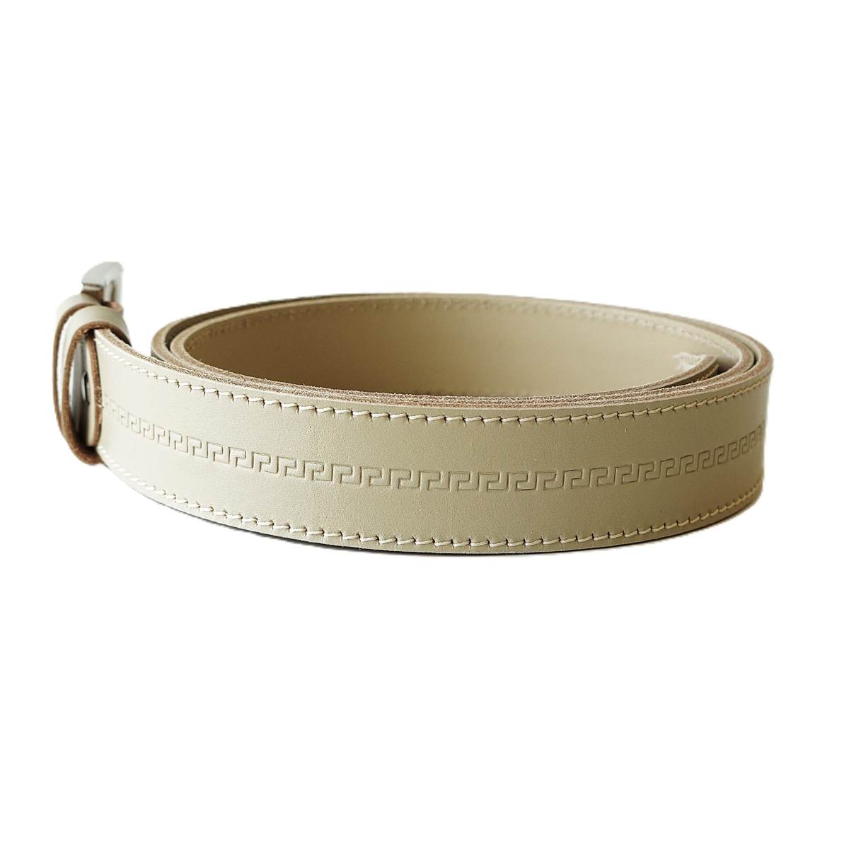 Smėlio spalvos vyriškas odinis diržas 3,5 cm su raštu - Vilnius Fashion Belts - raštas