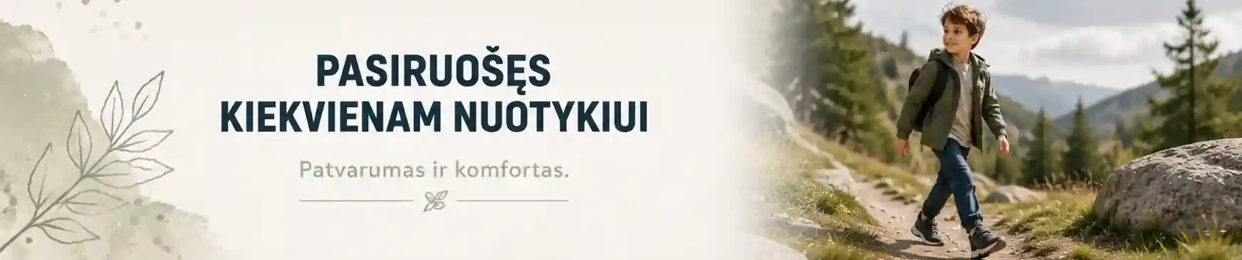 Berniukas su patogia laisvalaikio avalyne keliauja kalnų taku gamtoje - Vilniaus Avalynė