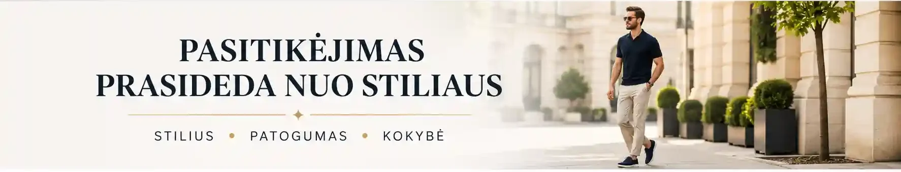 Stilingas vyras su laisvalaikio batais vasaros miesto aplinkoje - Vilniaus Avalynė