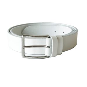 Stilingas baltas odinis vyriškas ir moteriškas diržas (unisex) 3,5 cm - Vilnius Fashion Belts