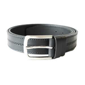 Juodas odinis vyriškas diržas su įspaustu raštu 3,5 cm - Vilnius Fashion Belts