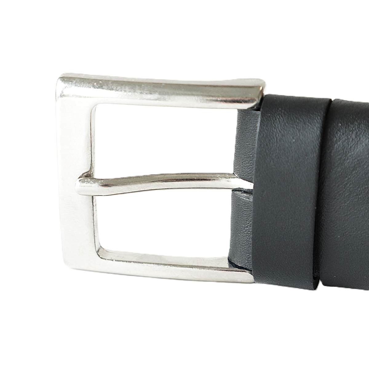 Juodas odinis vyriškas diržas su įspaustu raštu 3,5 cm - Vilnius Fashion Belts - sagtis