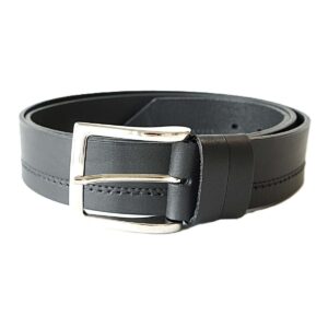 Juodas odinis vyriškas diržas su juoda dekoratyvine siūle - Vilnius Fashion Belts