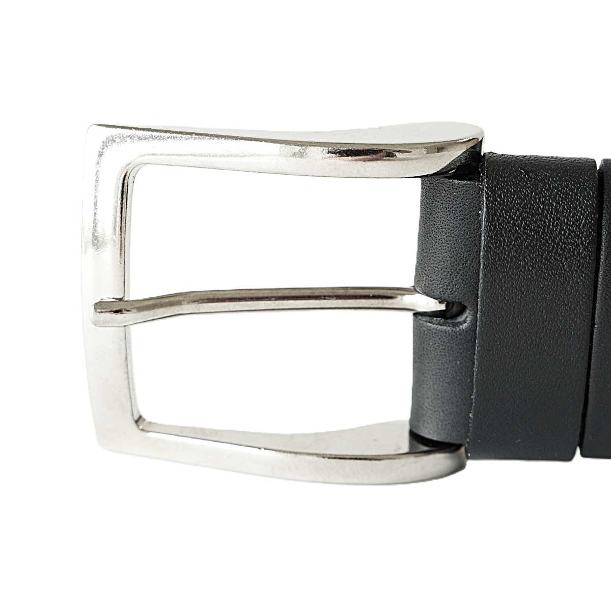 Juodas odinis vyriškas diržas su juoda dekoratyvine siūle - Vilnius Fashion Belts - sagtis