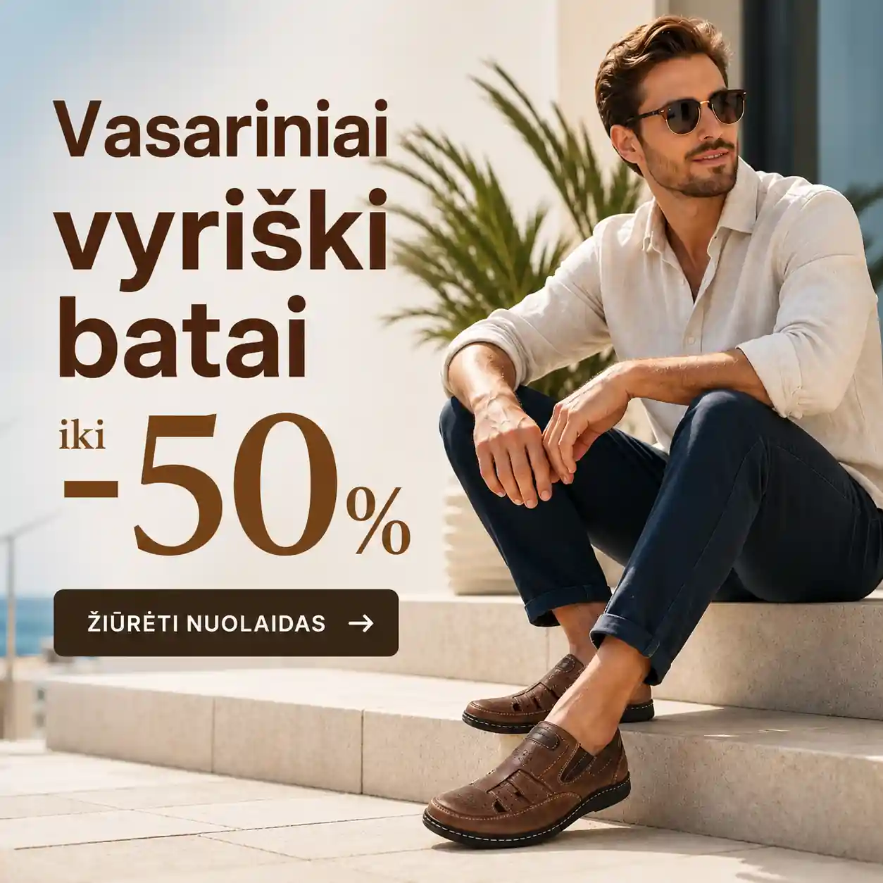 Vasariniai vyriški batai – nuolaidos iki 50% - Vilniaus Avalynė