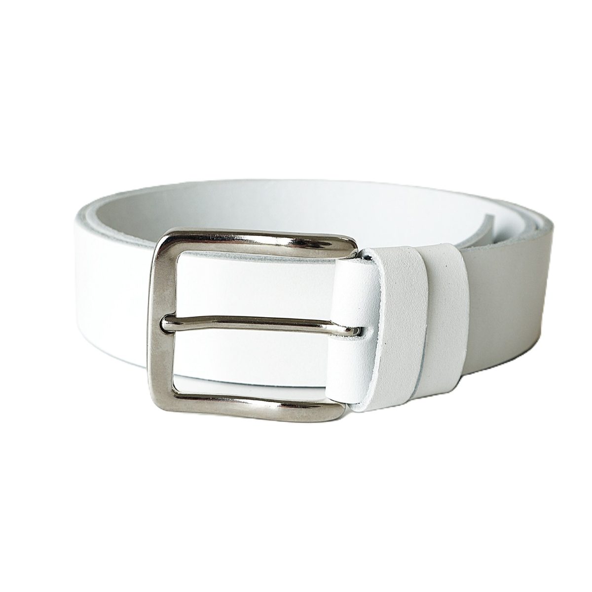 Platus baltas odinis vyriškas ir moteriškas diržas (unisex) 4 cm - Vilnius Fashion Belts