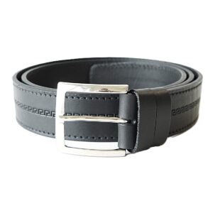 Juodas odinis vyriškas diržas prie džinsų su raštu 4 cm - Vilnius Fashion Belts