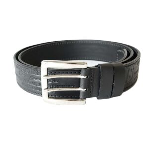 Juodas odinis vyriškas diržas prie džinsų su raštu 4 cm - Vilnius Fashion Belts