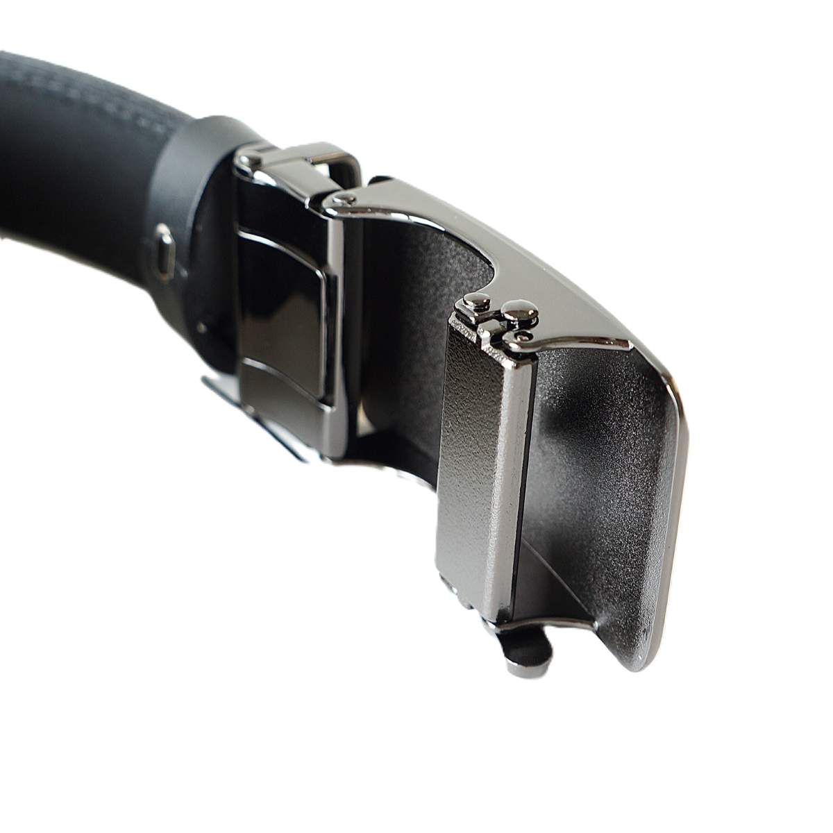Prabangus juodas odinis vyriškas diržas su automatine sagtimi 3,5 cm Vilnius Fashion Belts - sagties vidus