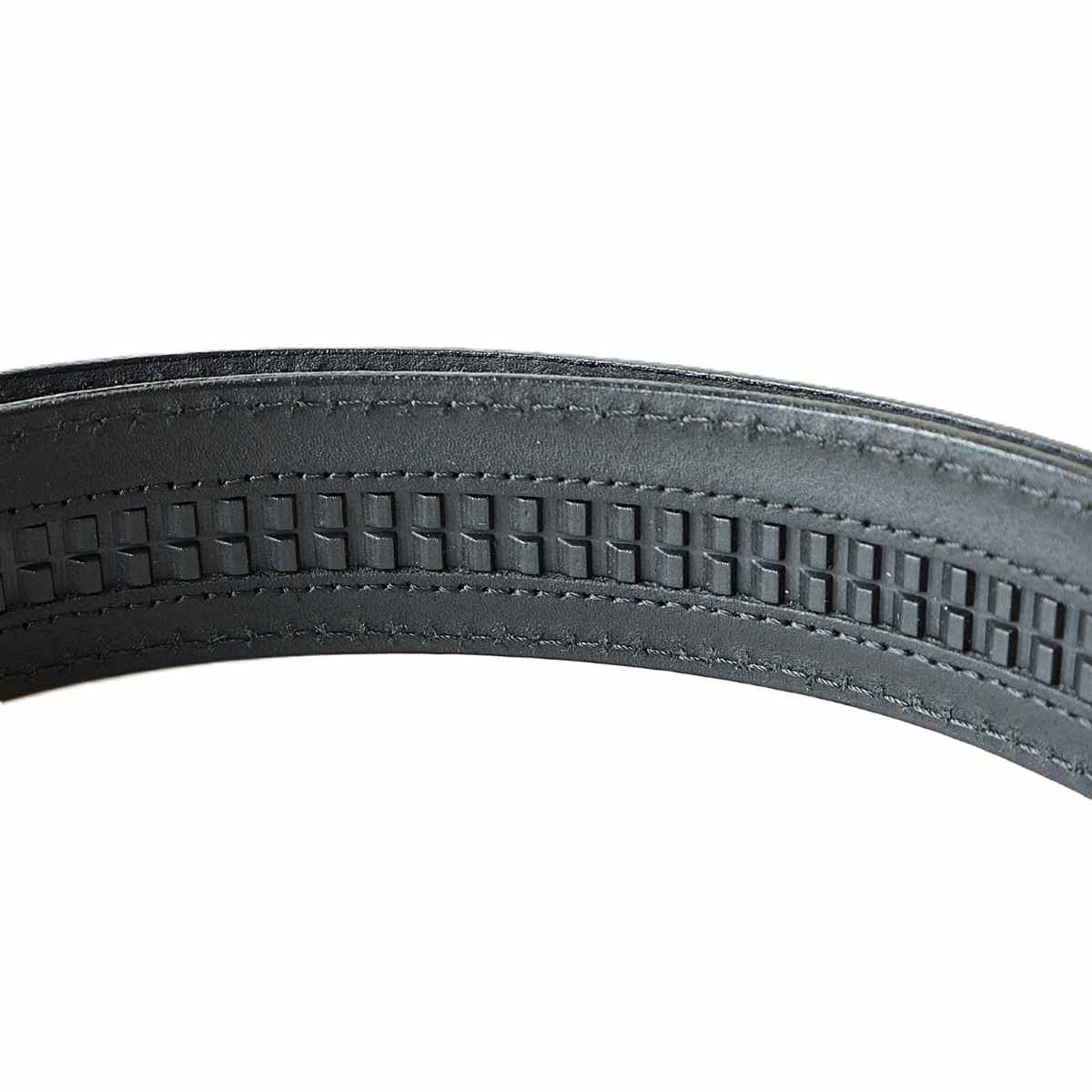 Prabangus juodas odinis vyriškas diržas su automatine sagtimi 3,5 cm Vilnius Fashion Belts - užsegimo dantukai