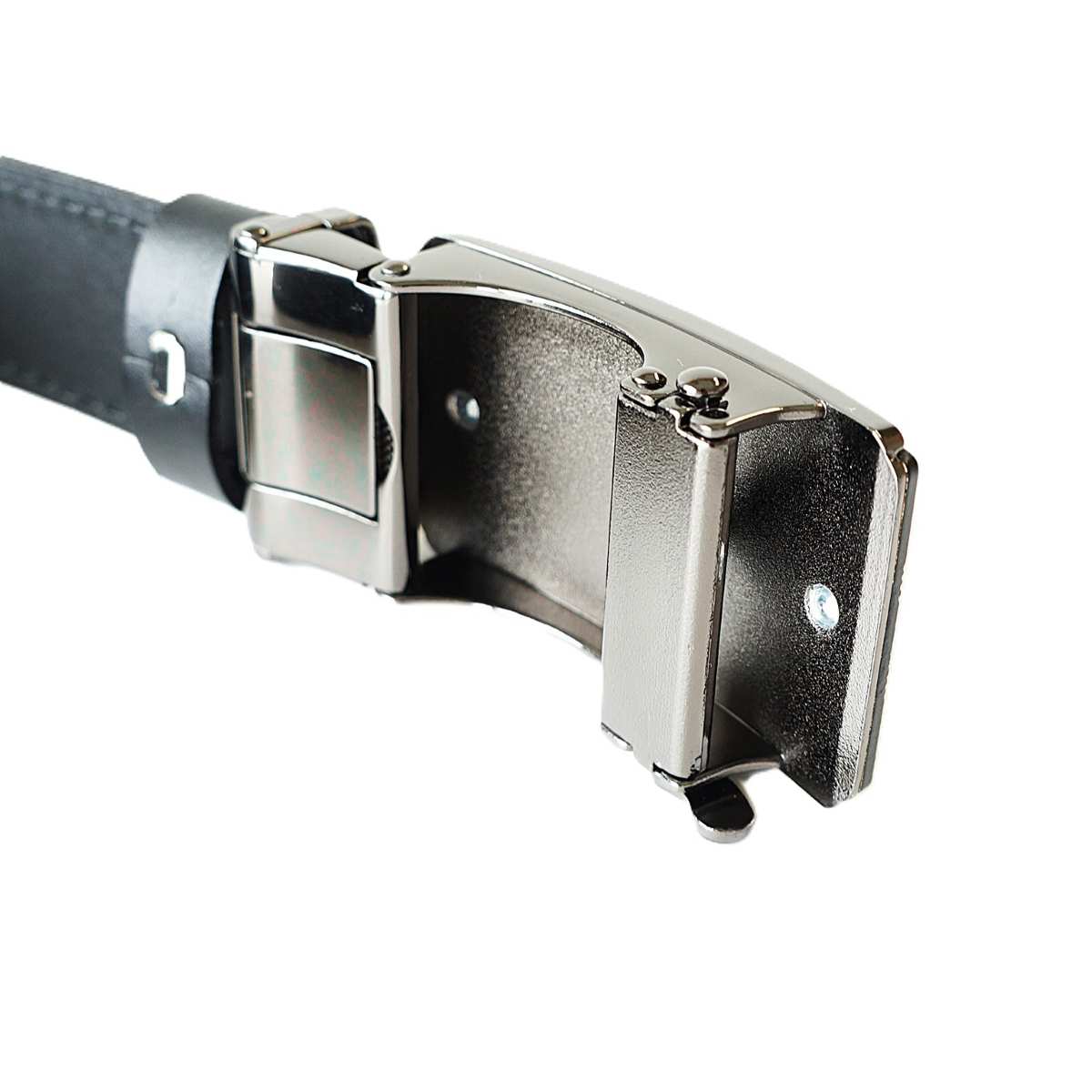 Prabangus juodas odinis vyriškas diržas su automatine sagtimi 3,5 cm Vilnius Fashion Belts - sagties vidus