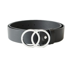 Prabangus juodas odinis moteriškas diržas su išskirtinės formos sidabrine sagtimi - Vilnius Fashion Belts