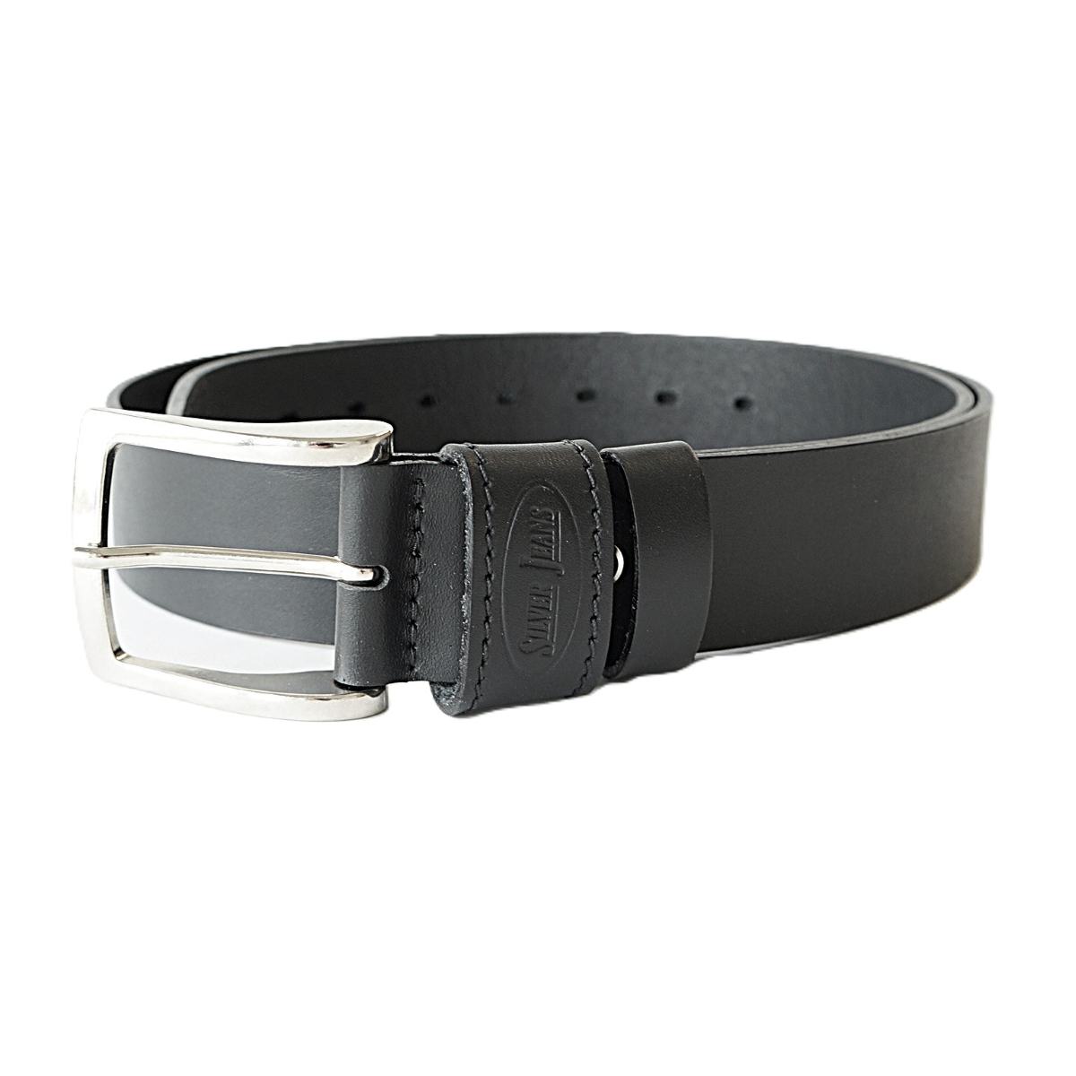 Juodas odinis vyriškas diržas Silver Jeans su įspaustu raštu 4 cm - Vilnius Fashion Belts