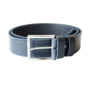 Tamsiai mėlynas platus odinis vyriškas diržas 4cm - Vilnius Fashion Belts