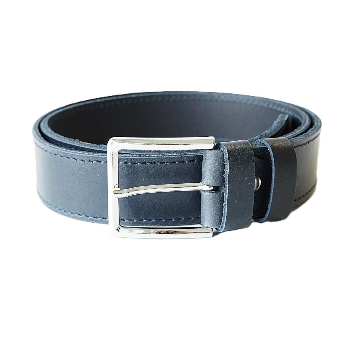 Tamsiai mėlynas platus odinis vyriškas diržas 4cm - Vilnius Fashion Belts