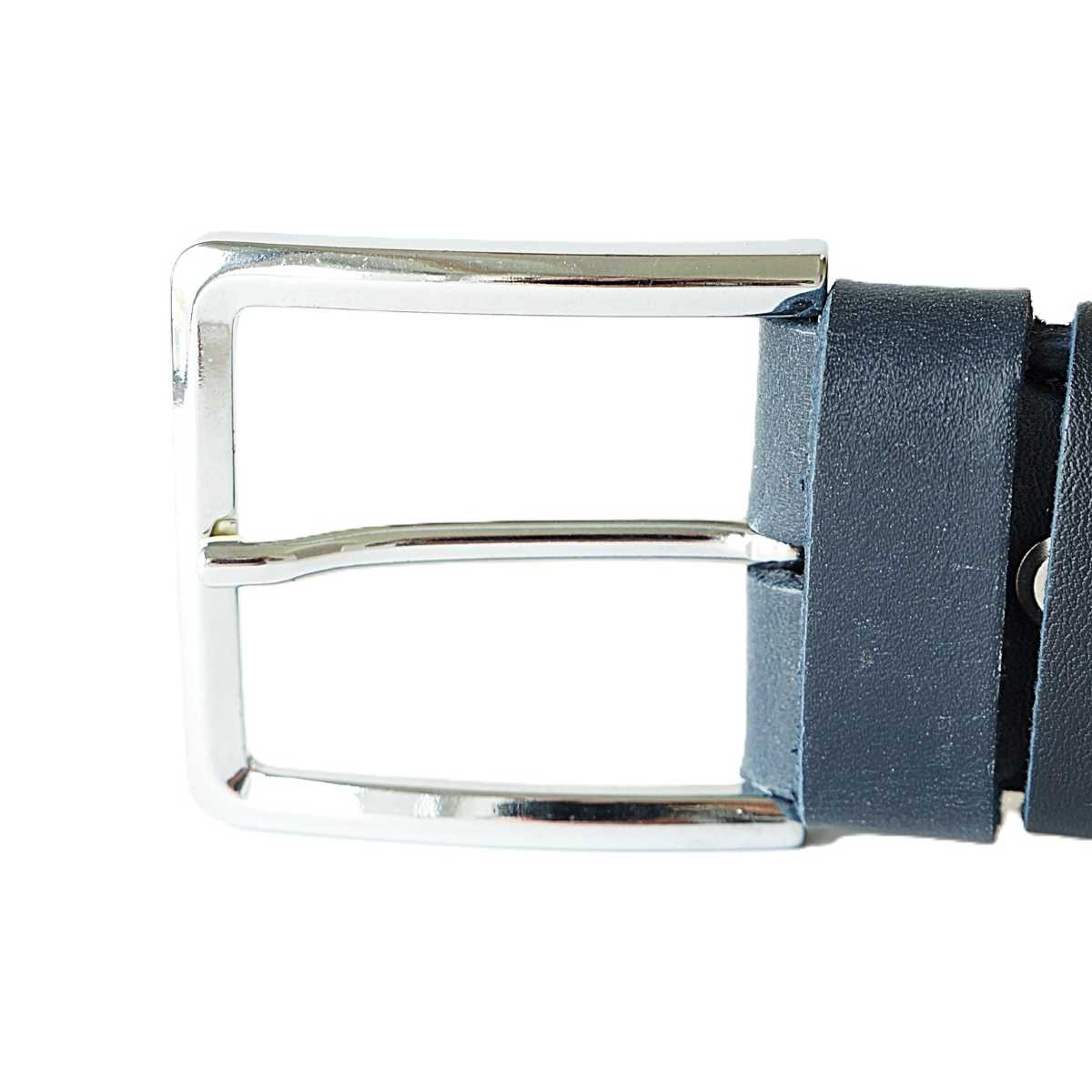 Tamsiai mėlynas platus odinis vyriškas diržas 4cm - Vilnius Fashion Belts - sagtis