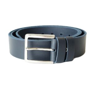 Tamsiai mėlynas platus odinis vyriškas diržas 4cm - Vilnius Fashion Belts