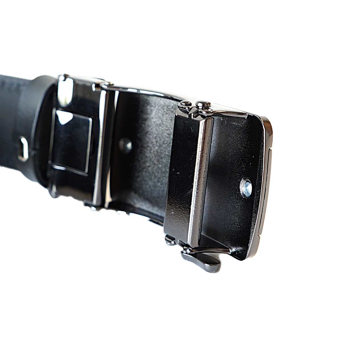 Prabangus juodas odinis vyriškas diržas su automatine sagtimi su Vyčio atvaizdu - Vilnius Fashion Belts - sagties vidus