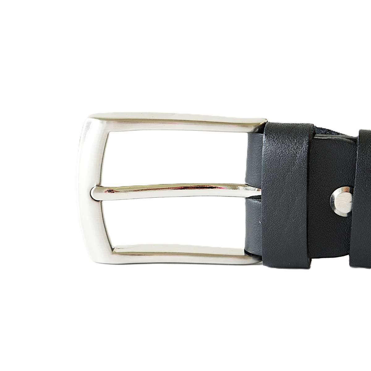 Juodas odinis vyriškas diržas su įspaustu raštu 3,5 cm - Vilnius Fashion Belts - sagtis